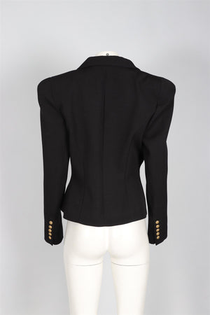 BALMAIN BLACK WOOL BLAZER FR 46 UK 18