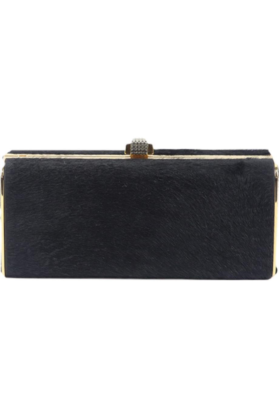 STARK CALF HAIR AND LEATHER BOX CLUTCH
