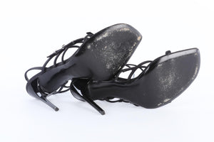 SAINT LAURENT BLACK JERRY SATIN SANDALS EU 39 UK 6 US 9