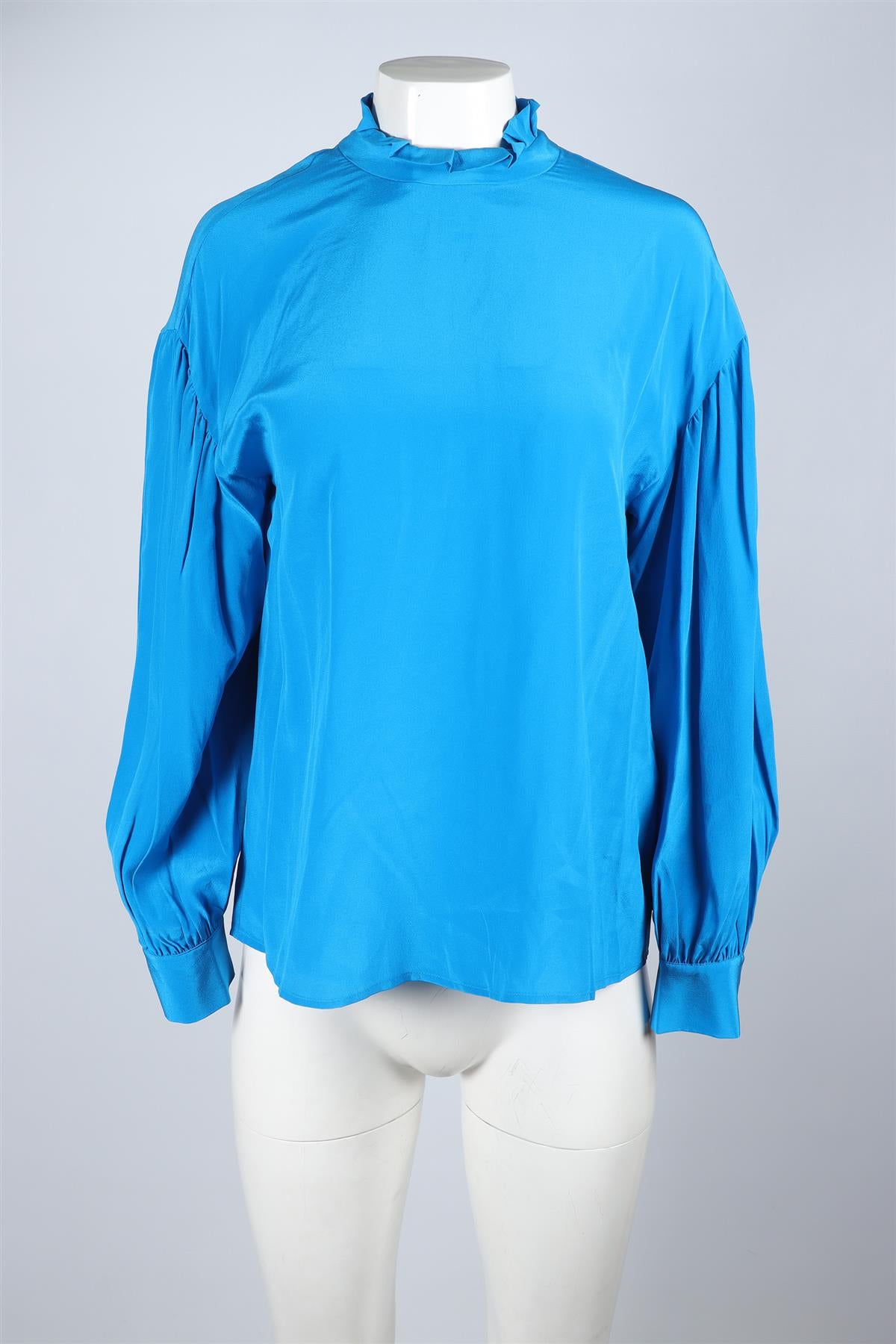 L.K. BENNETT BLUE SILK SHIRT UK 10
