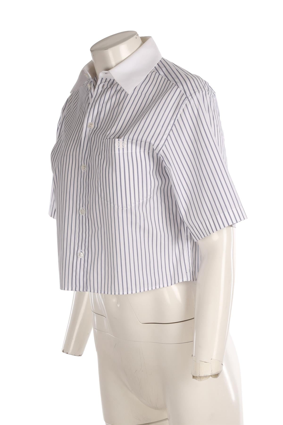 CELINE WHITE TRIOMPHE COTTON SHIRT FR 36 UK 8