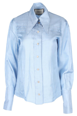 GUCCI BLUE SILK SHIRT IT 38 UK 6
