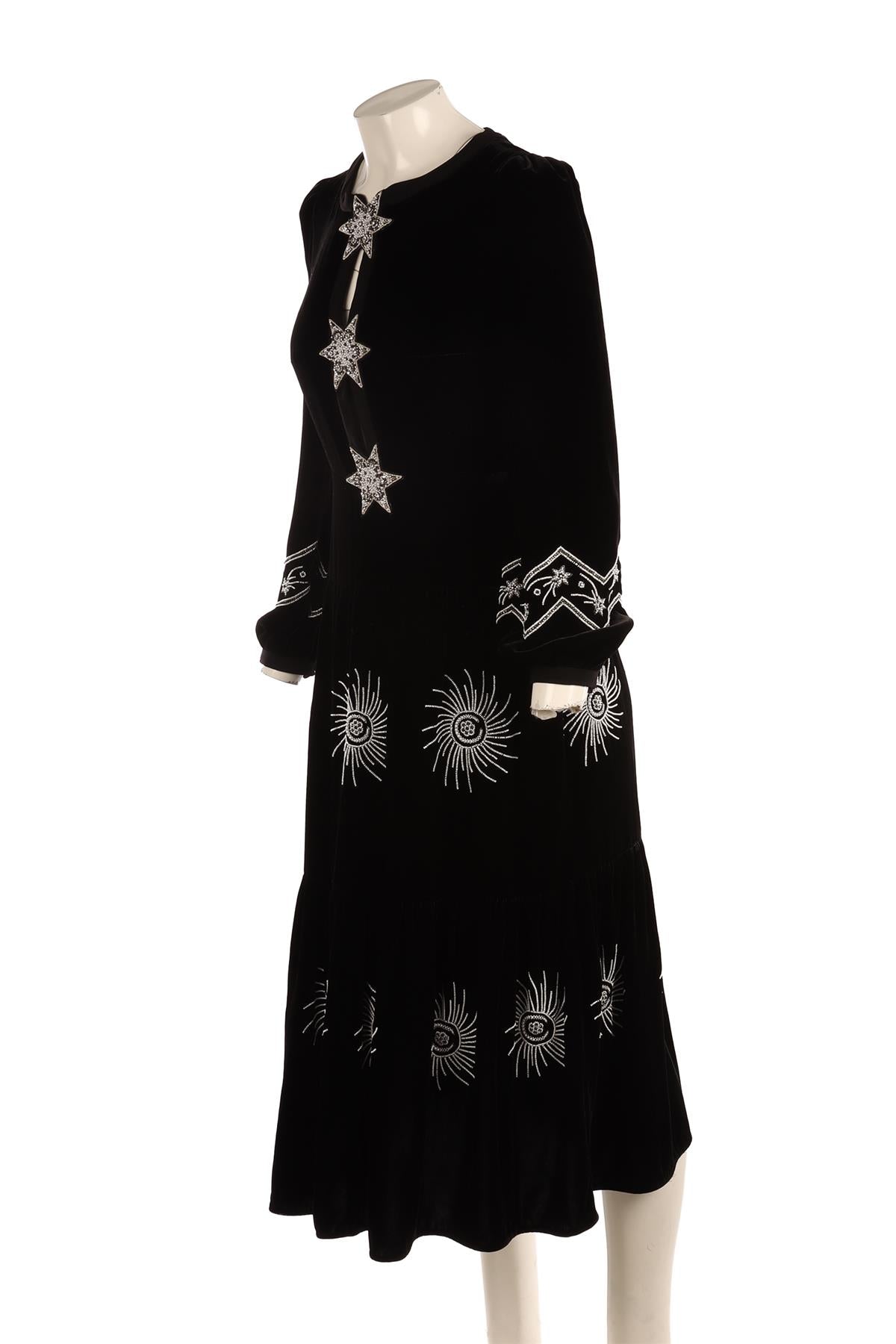 SALONI BLACK VELVET MAXI DRESS UK 8
