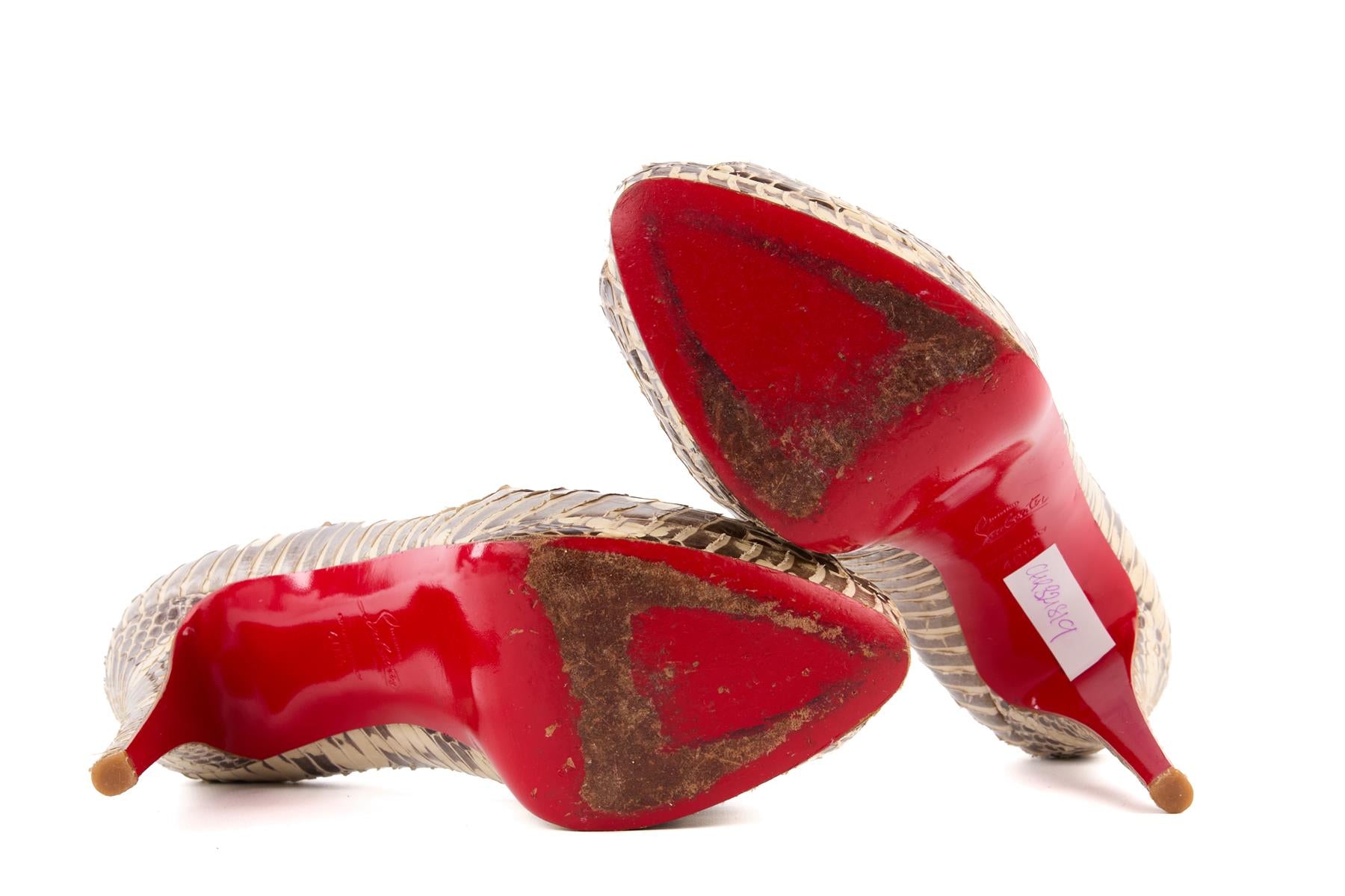 CHRISTIAN LOUBOUTIN GREY SNAKESKIN PUMPS EU 40.5 UK 7.5 US 10.5