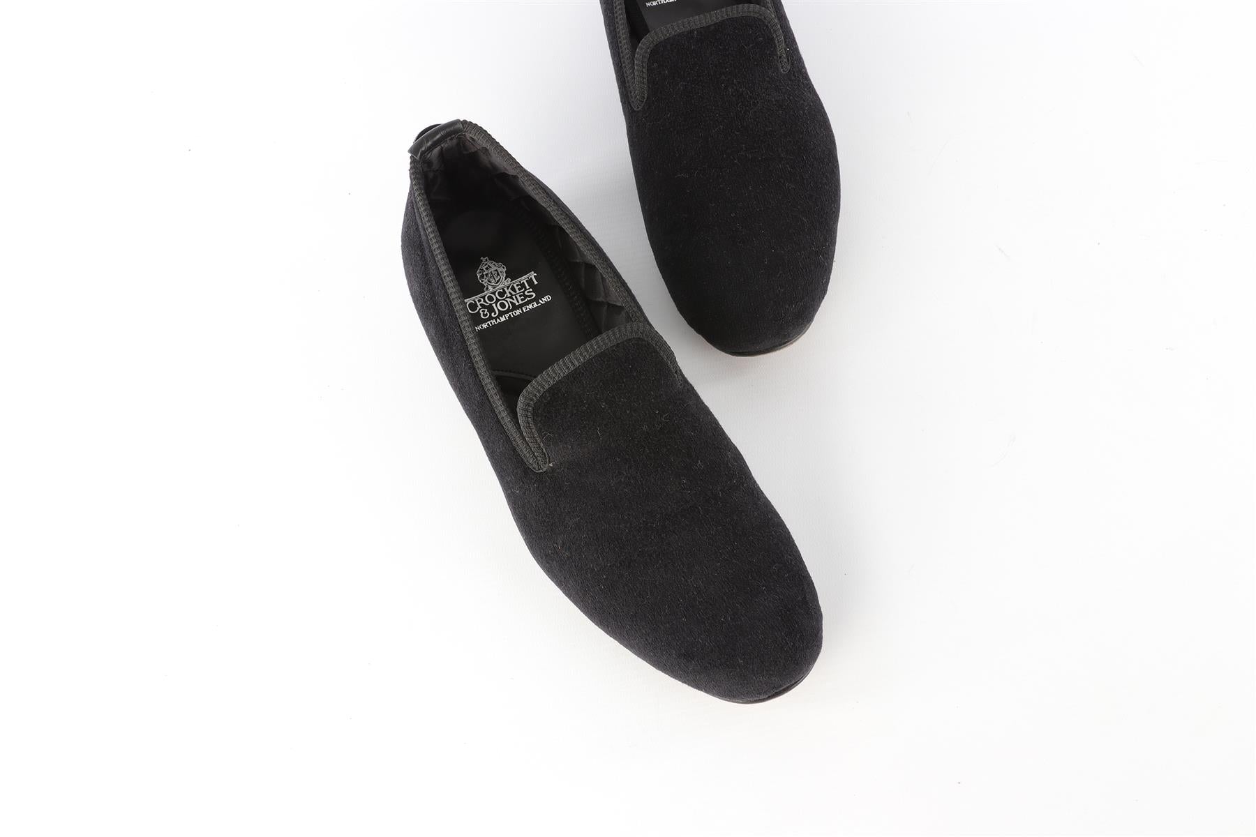 CROCKETT & JONES BLACK MEN'S VELVET LOAFERS EU 41.5 UK 7.5 US 8.5