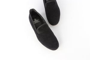CROCKETT & JONES BLACK MEN'S VELVET LOAFERS EU 41.5 UK 7.5 US 8.5