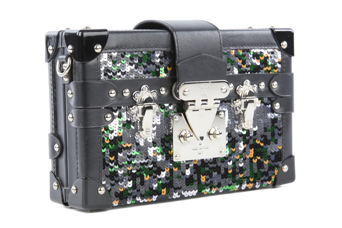 LOUIS VUITTON BLACK 2016 PETITE MALLE SEQUIN CLUTCH