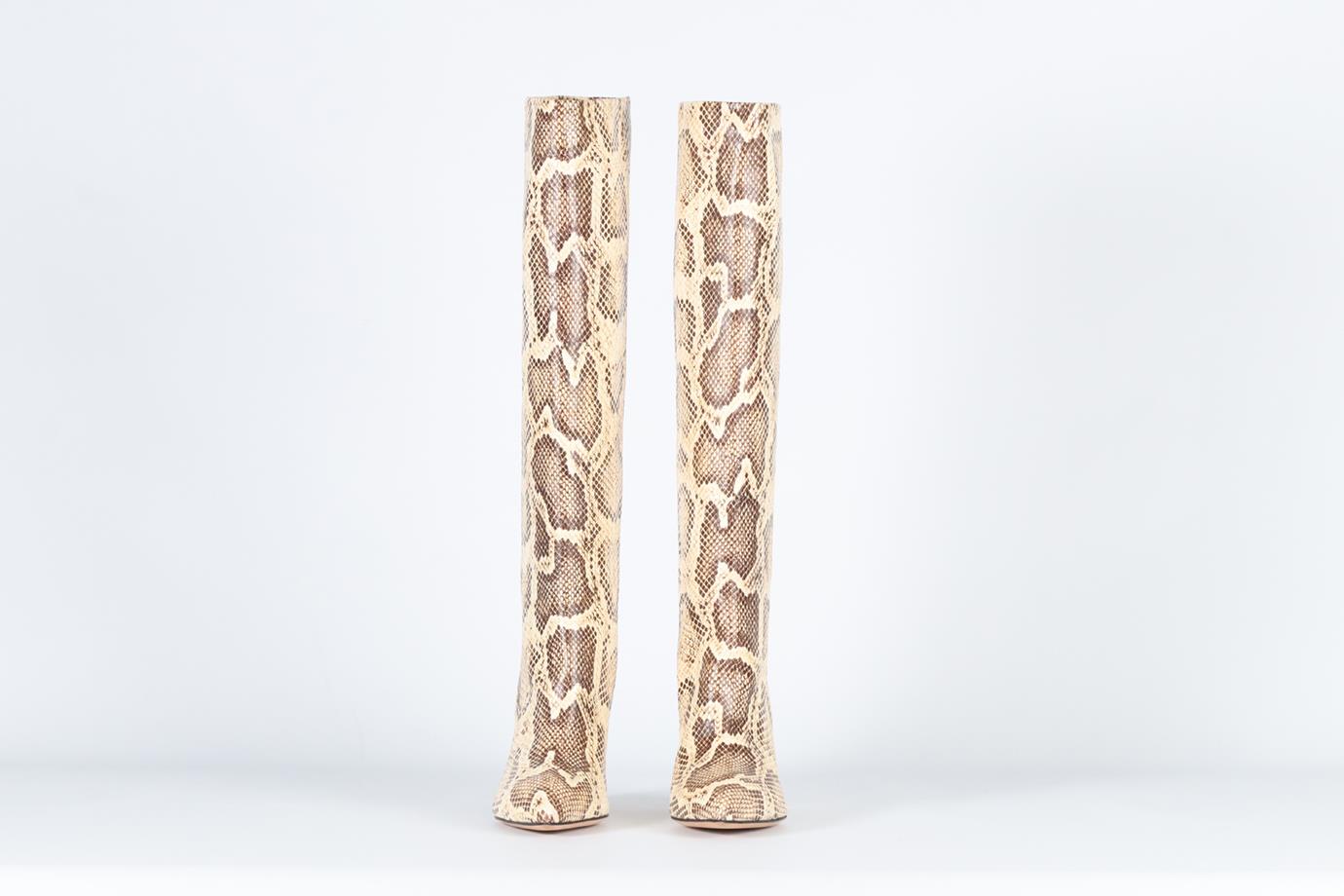 PARIS TEXAS SNAKE EFFECT LEATHER KNEE HIGH BOOTS EU 38.5 UK 5.5 US 8.5