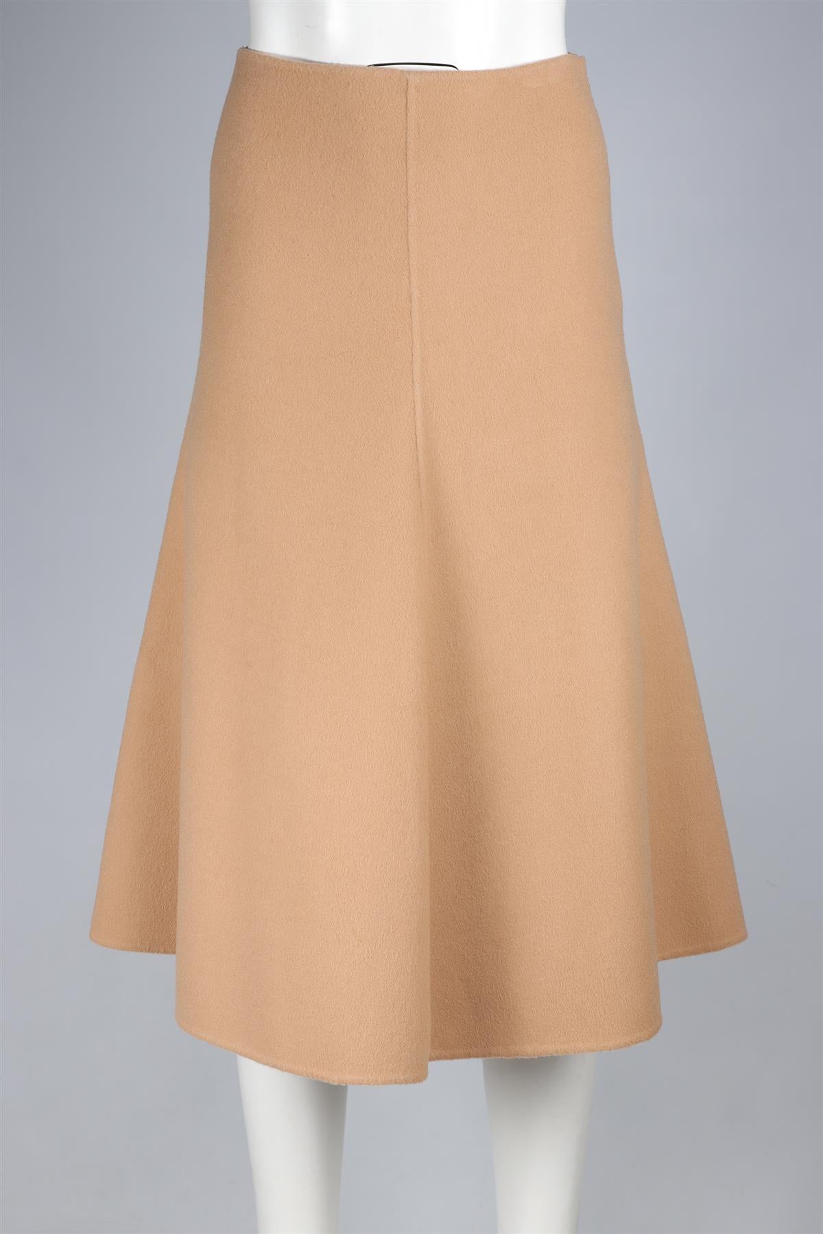 THEORY TAN WOOL MIDI SKIRT US 0 UK 4