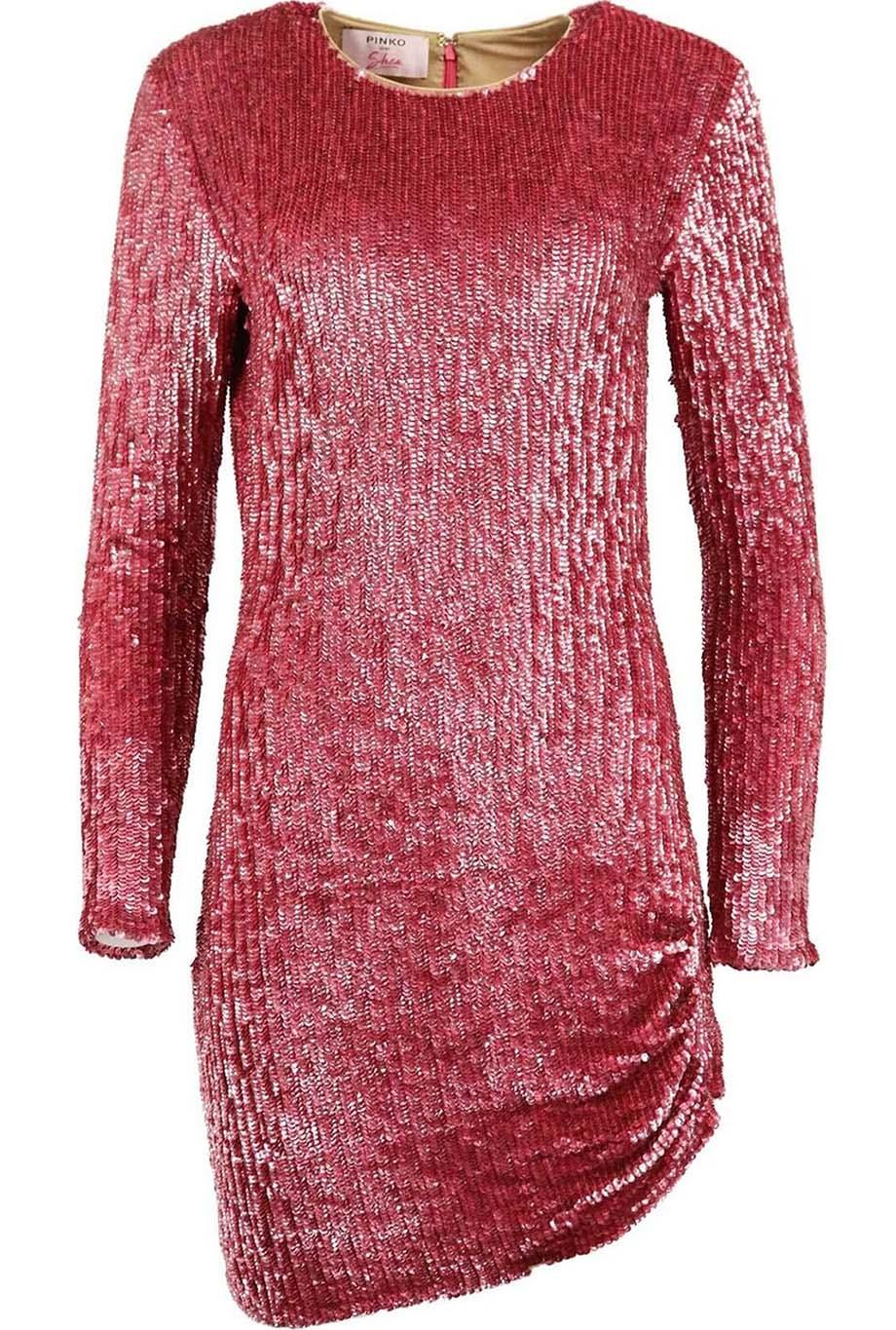 PINKO LOVES SHEA RUCHED SEQUINED JERSEY MINI DRESS IT 44 UK 12