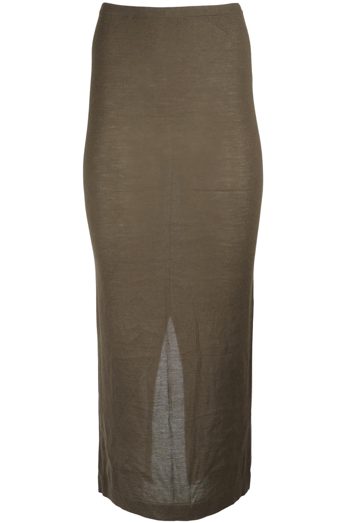 ETERNE KHAKI CASHMERE MAXI SKIRT XS-SMALL