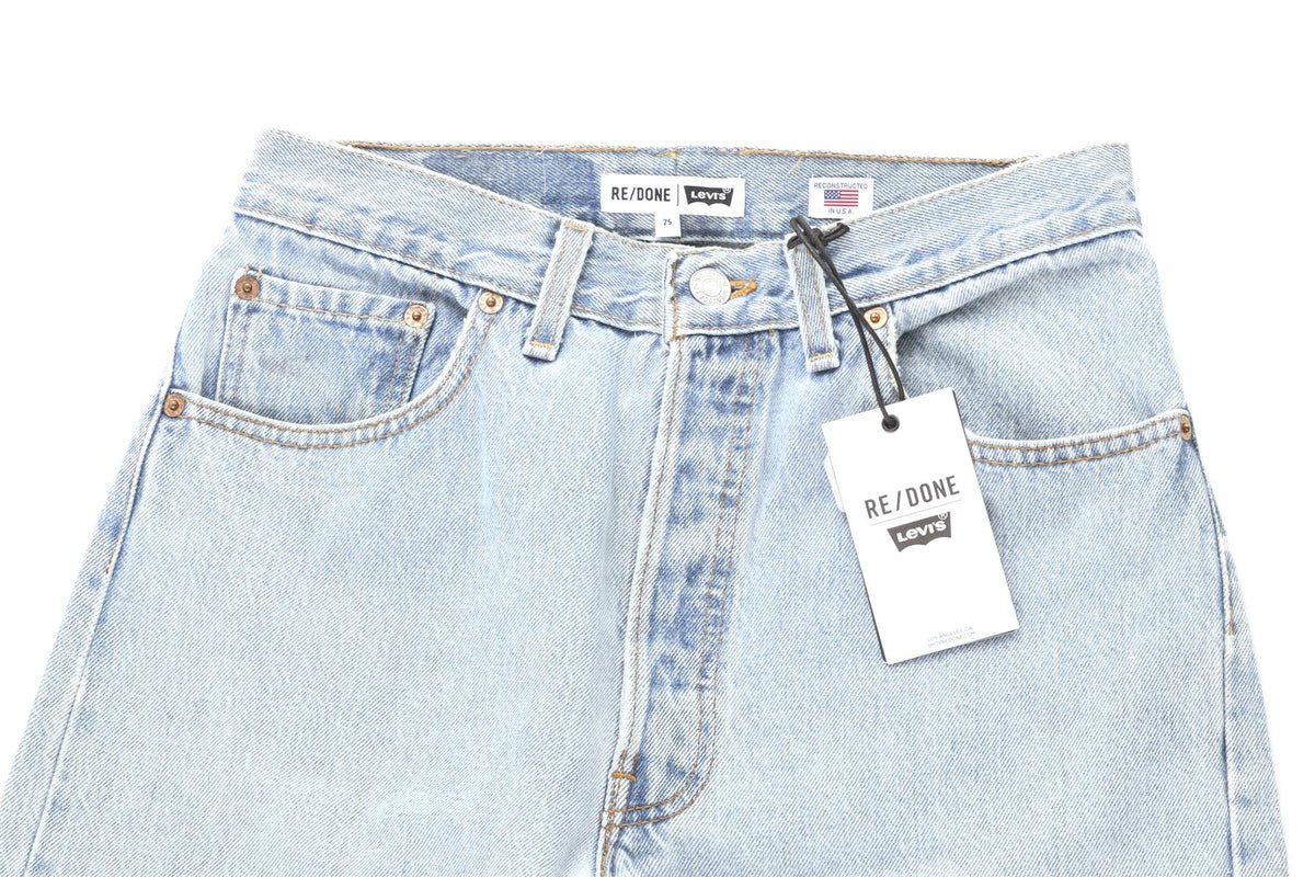 RE/DONE + LEVI'S BLUE HIGH RISE STRAIGHT LEG JEANS W25 UK 6/8