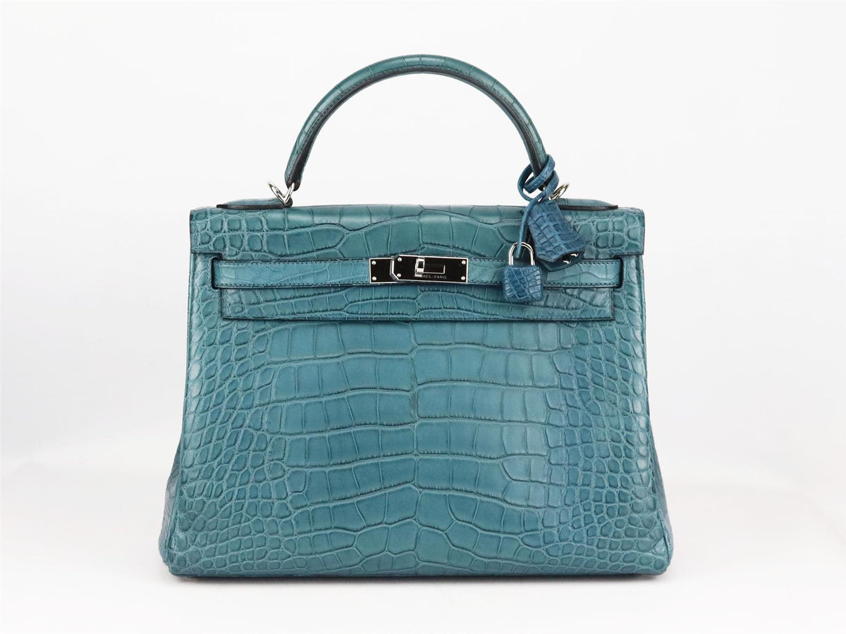 HERMÈS 2015 KELLY 32CM MATTE ALLIGATOR MISSISSIPPIENSIS LEATHER BAG