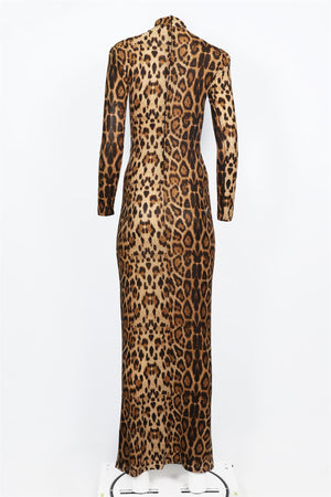 THE NEW ARRIVALS ILKYAZ OZEL BROWN JERSEY MAXI DRESS FR 36 UK 8