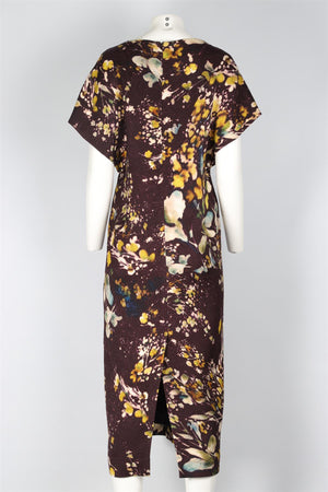 DRIES VAN NOTEN MULTI COTTON MIDI DRESS FR 42 UK 14