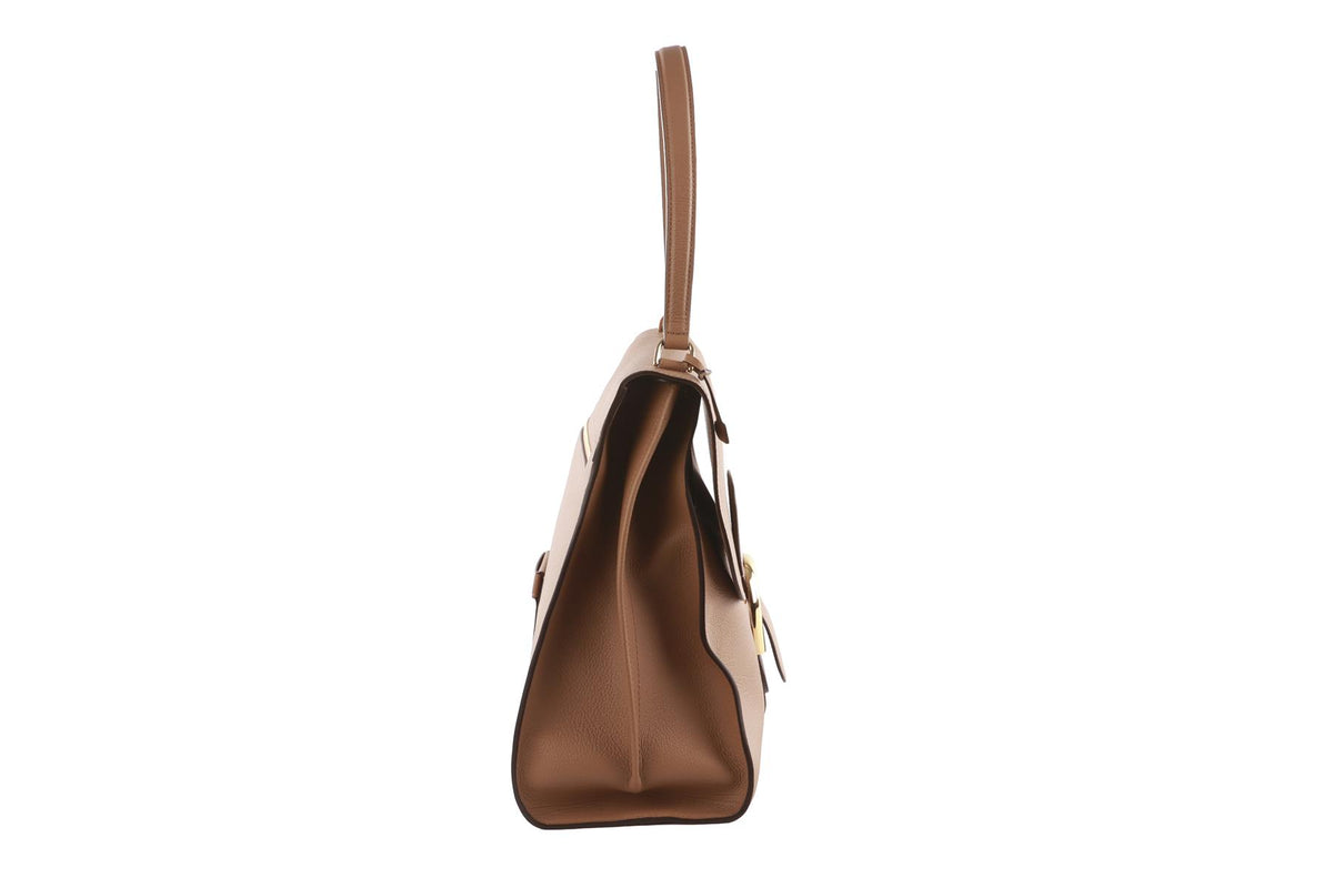 DELVAUX TAN BRILLIANT TEMPO MM LEATHER SHOULDER BAG