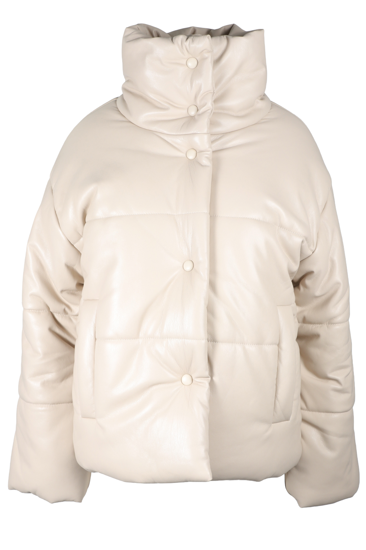 NANUSHKA CREAM PADDED FAUX LEATHER JACKET SMALL