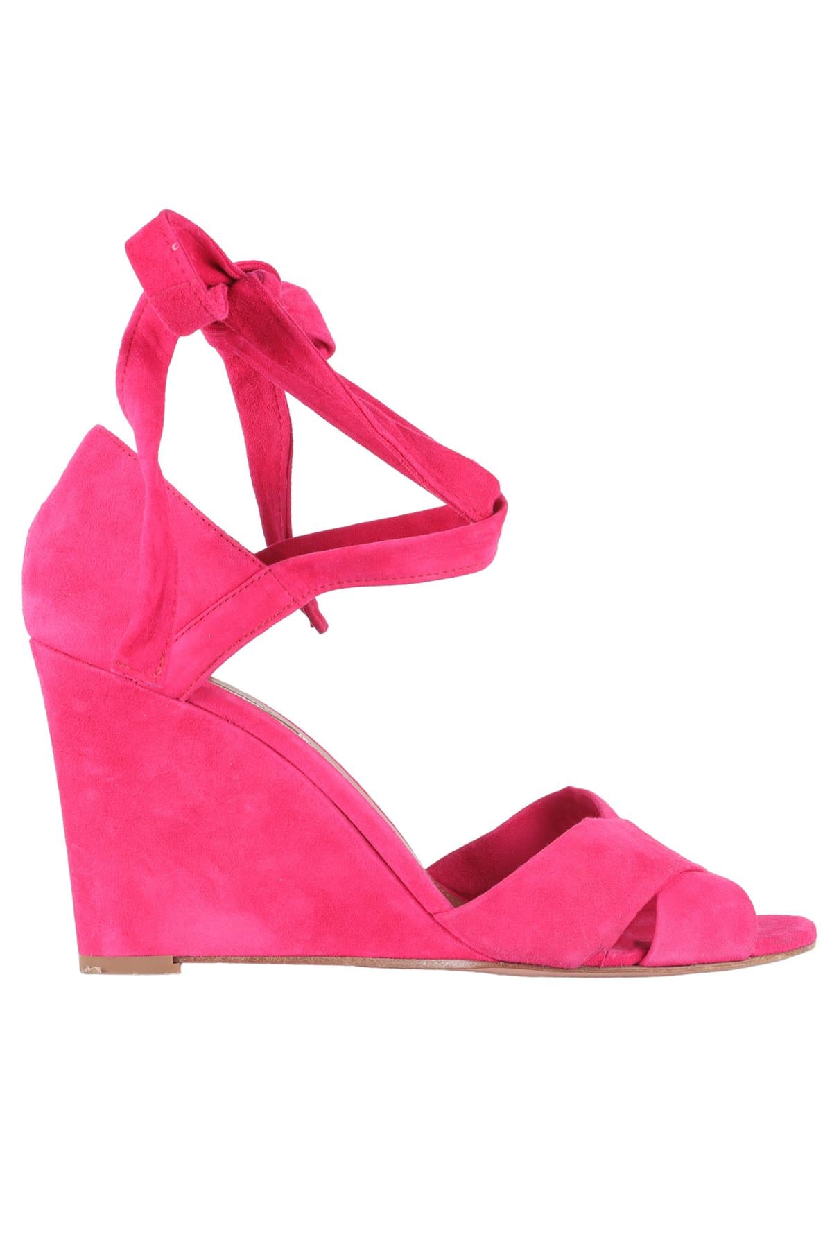 AQUAZZURA PINK SUEDE WEDGE SANDALS EU 39 UK 6 US 9
