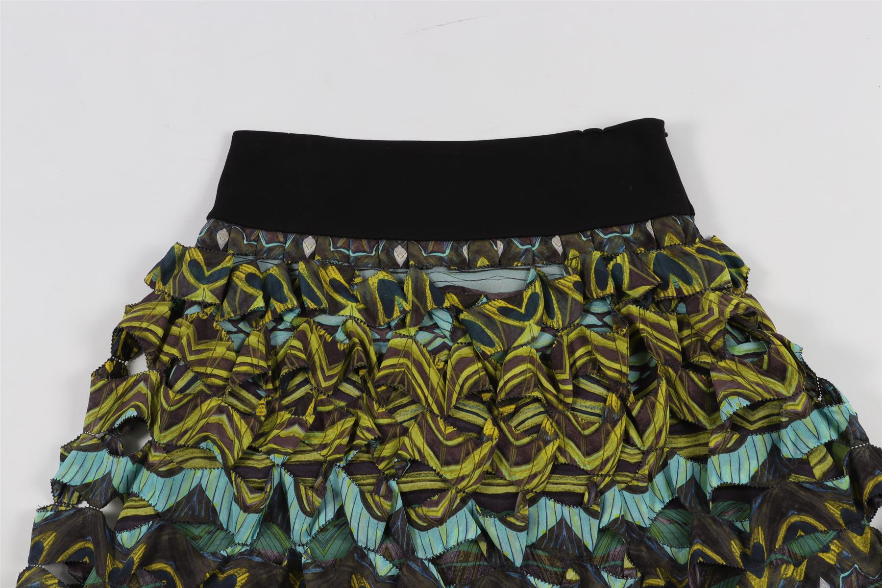 DIANE VON FURSTENBERG GREEN SILK MINI SKIRT US 2 UK 6