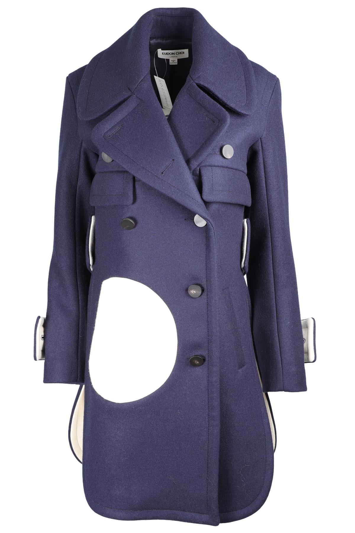 EUDON CHOI NAVY WOOL COAT UK 6