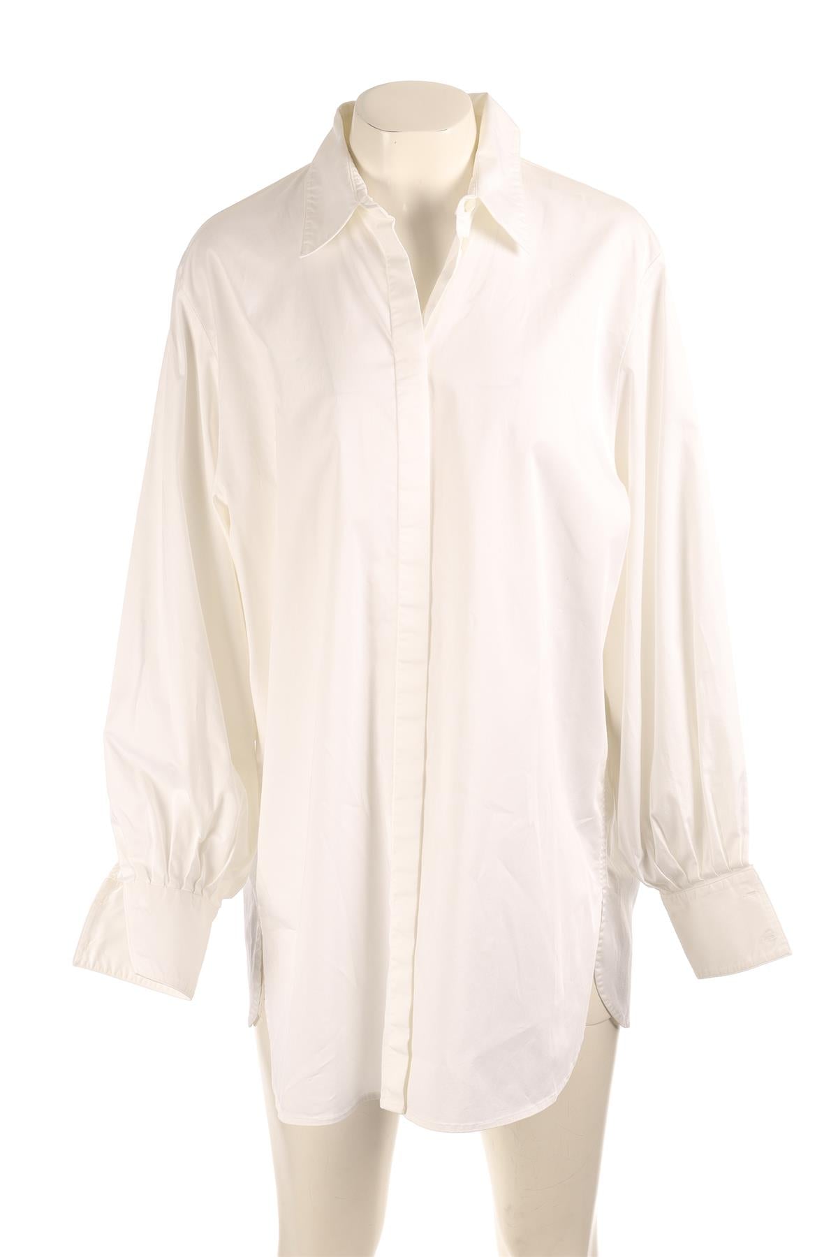 THE ROW IVORY COTTON SHIRT LARGE