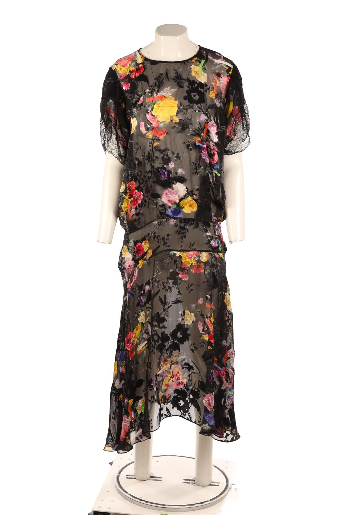 PREEN BY THORNTON BREGAZZI BLACK SILK MAXI DRESS MEDIUM