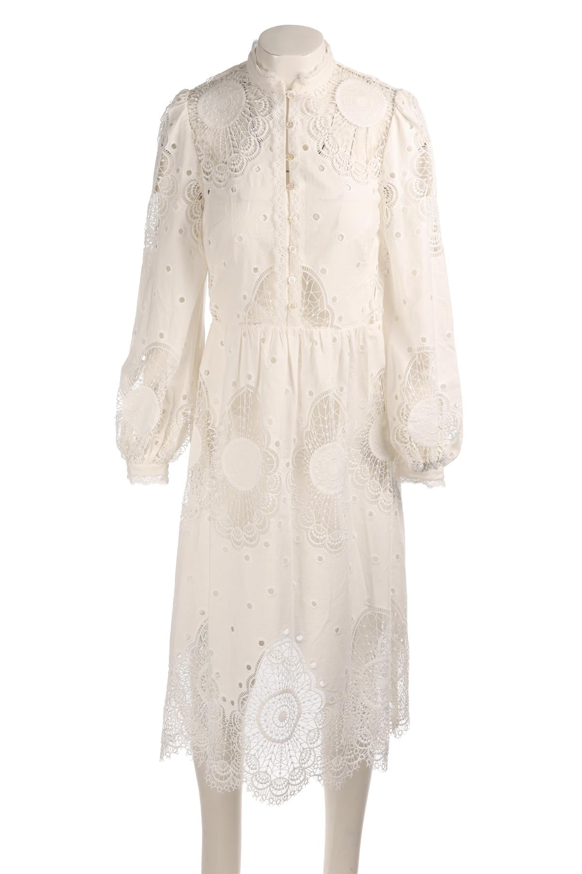 TEMPERLEY LONDON WHITE LACE MIDI DRESS UK 8