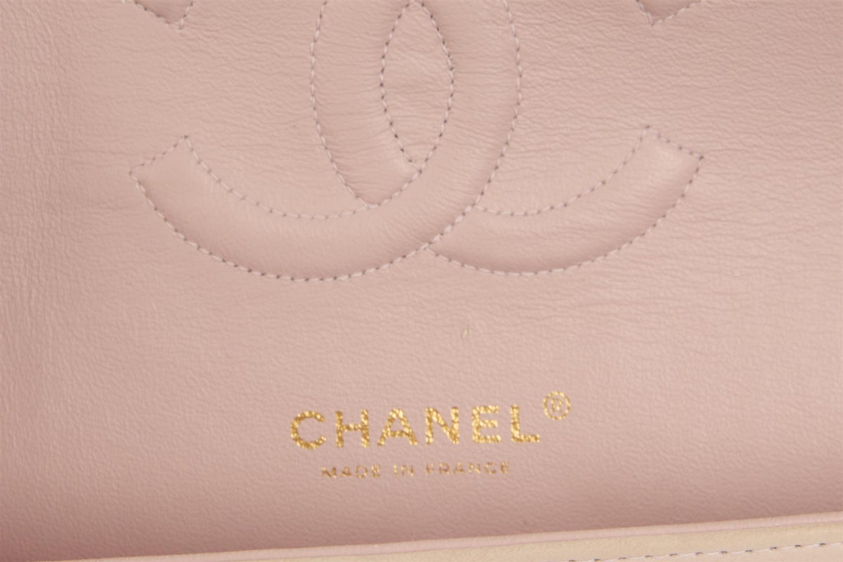 CHANEL PINK 2003-2004 CLASSIC DOUBLE FLAP MEDIUM TWEED SHOULDER BAG