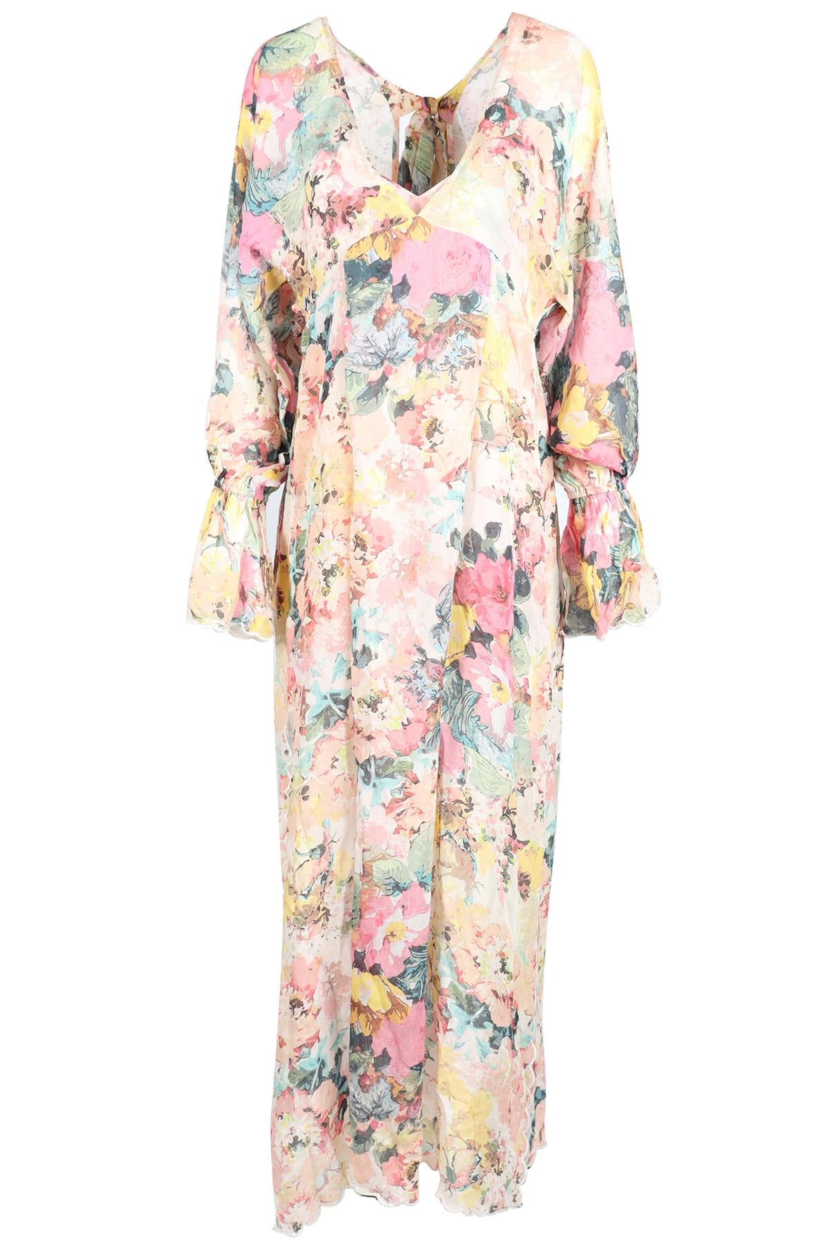 HEMANT & NANDITA MULTICOLOURED CHIFFON MAXI DRESS MEDIUM