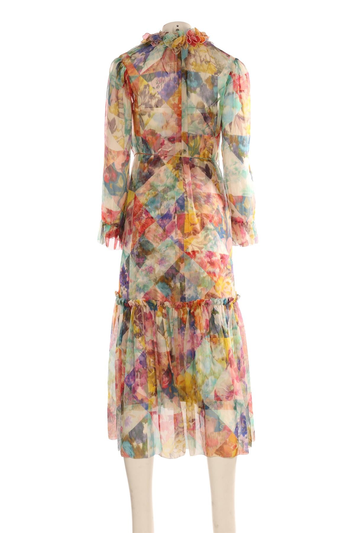 ZIMMERMANN MULTI SILK MAXI DRESS 0 UK 8