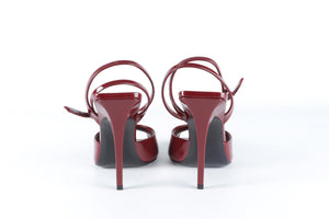 SAINT LAURENT RED LA SCANDALE PATENT LEATHER SANDALS EU 38.5 UK 5.5 US 8.5