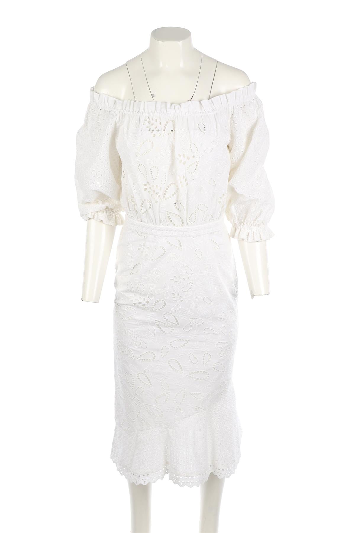 SALONI WHITE COTTON MAXI DRESS UK 8