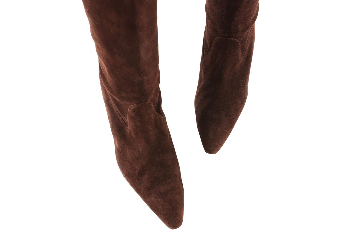 MANOLO BLAHNIK BROWN SUEDE KNEE HIGH BOOTS EU 39 UK 6 US 9