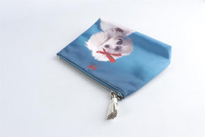 ANYA HINDMARCH BLUE SATIN POUCH
