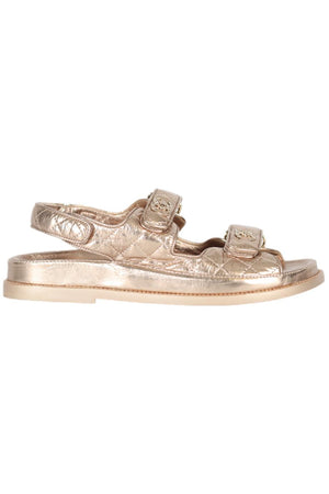 CHANEL 2021 CC QUILTED LEATHER SANDALS EU 38.5 UK 5.5 US 8.5