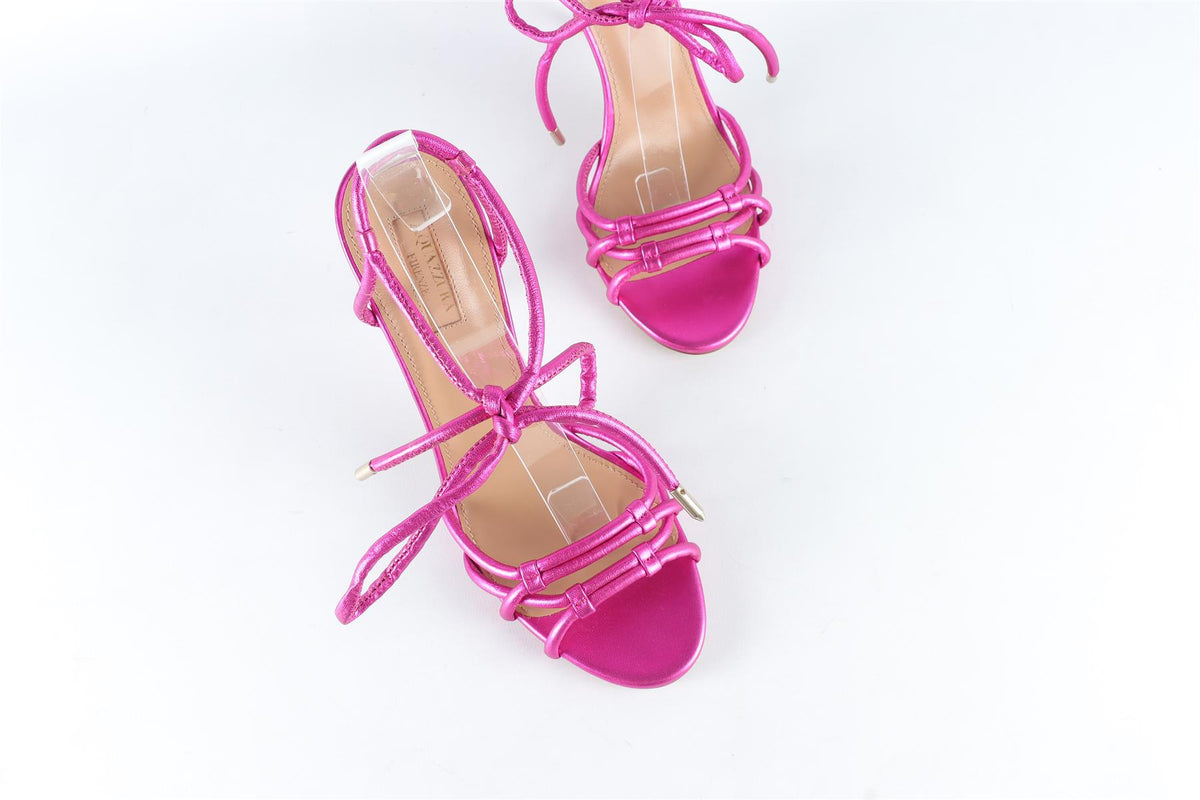 AQUAZZURA PINK LEATHER SANDALS EU 38.5 UK 5.5 US 8.5