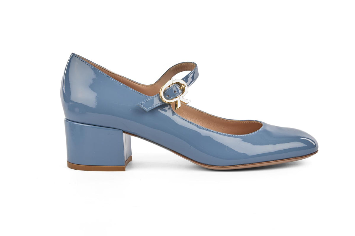 GIANVITO ROSSI BLUE PATENT LEATHER PUMPS  EU 39 UK 6 US 9