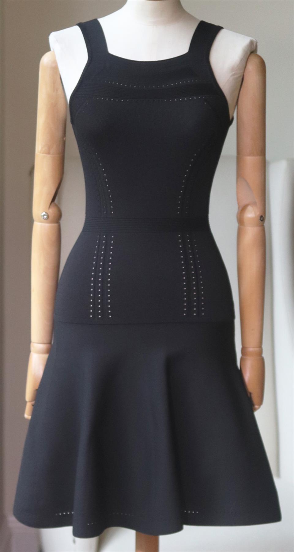 CUSHNIE ET OCHS PANELED STRETCH KNIT MINI DRESS XSMALL