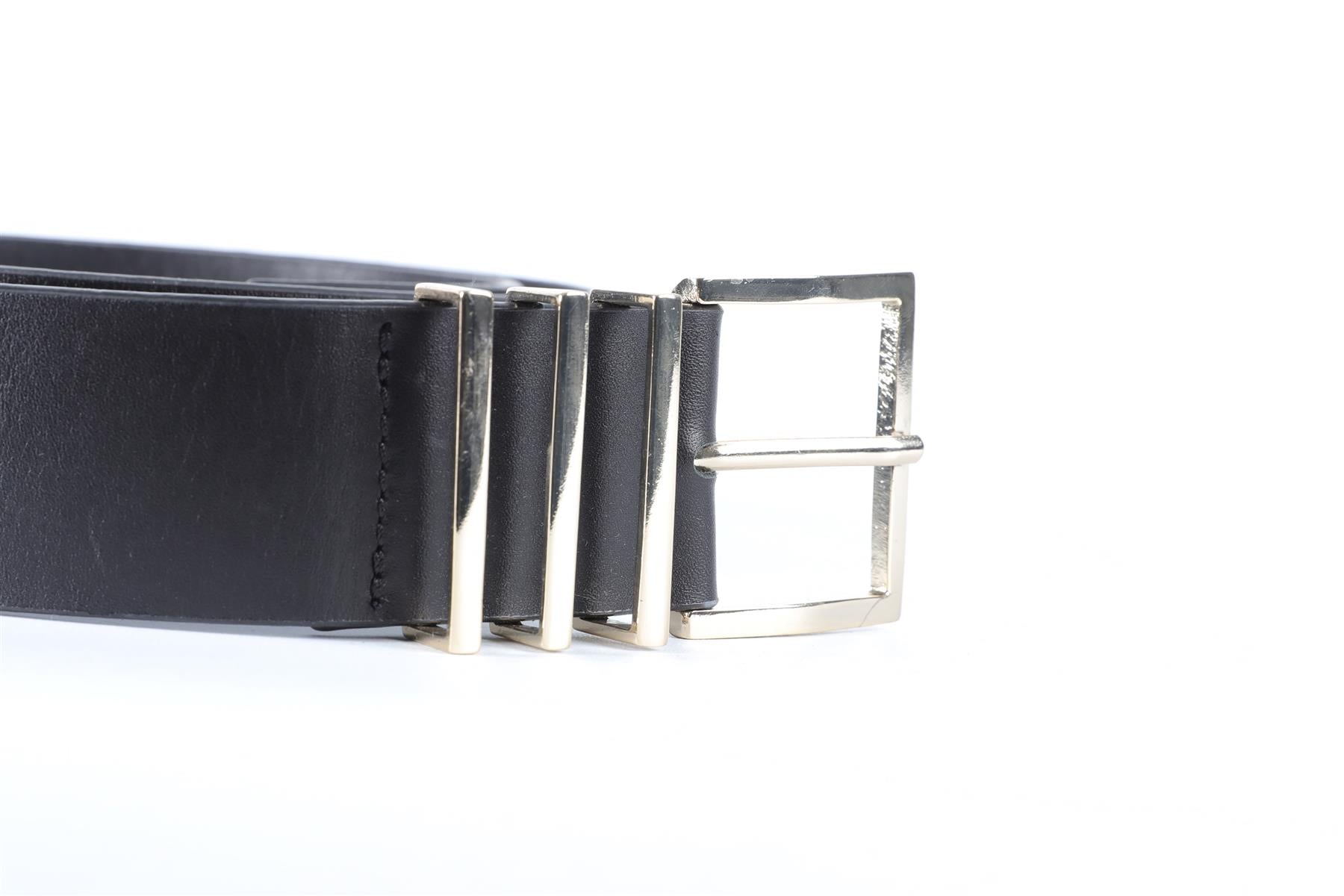 ANNIE BING BLACK LEATHER BELT MEDIUM-LARGE