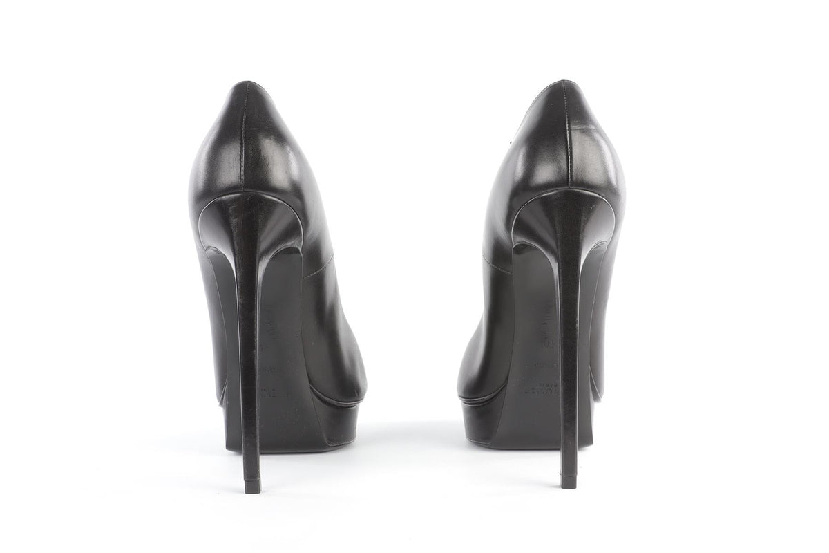 SAINT LAURENT BLACK LEATHER PLATFORM PUMPS