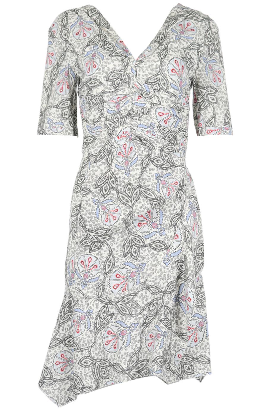 ISABEL MARANT RUFFLED PRINTED CREPE MINI DRESS FR 36 UK 8
