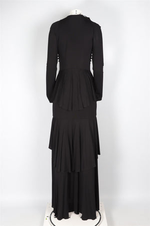 ROBERTO CAVALLI BLACK JERSEY MAXI DRESS IT 46 UK 14