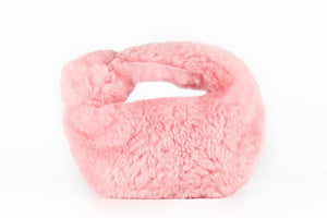 BOTTEGA VENETA PINK JODIE MINI SHEARLING CLUTCH