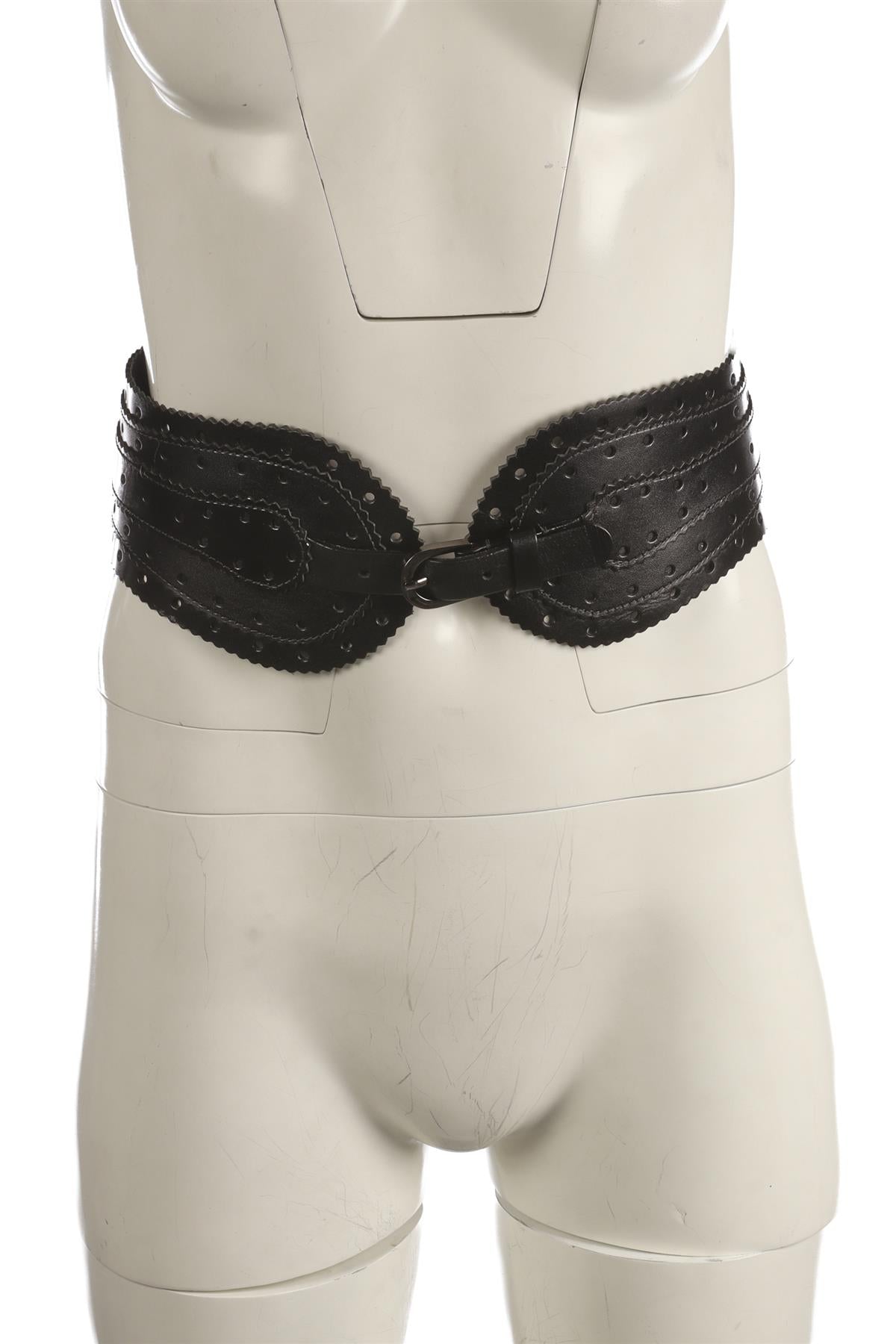 OSCAR DE LA RENTA BLACK LEATHER WAIST BELT SMALL