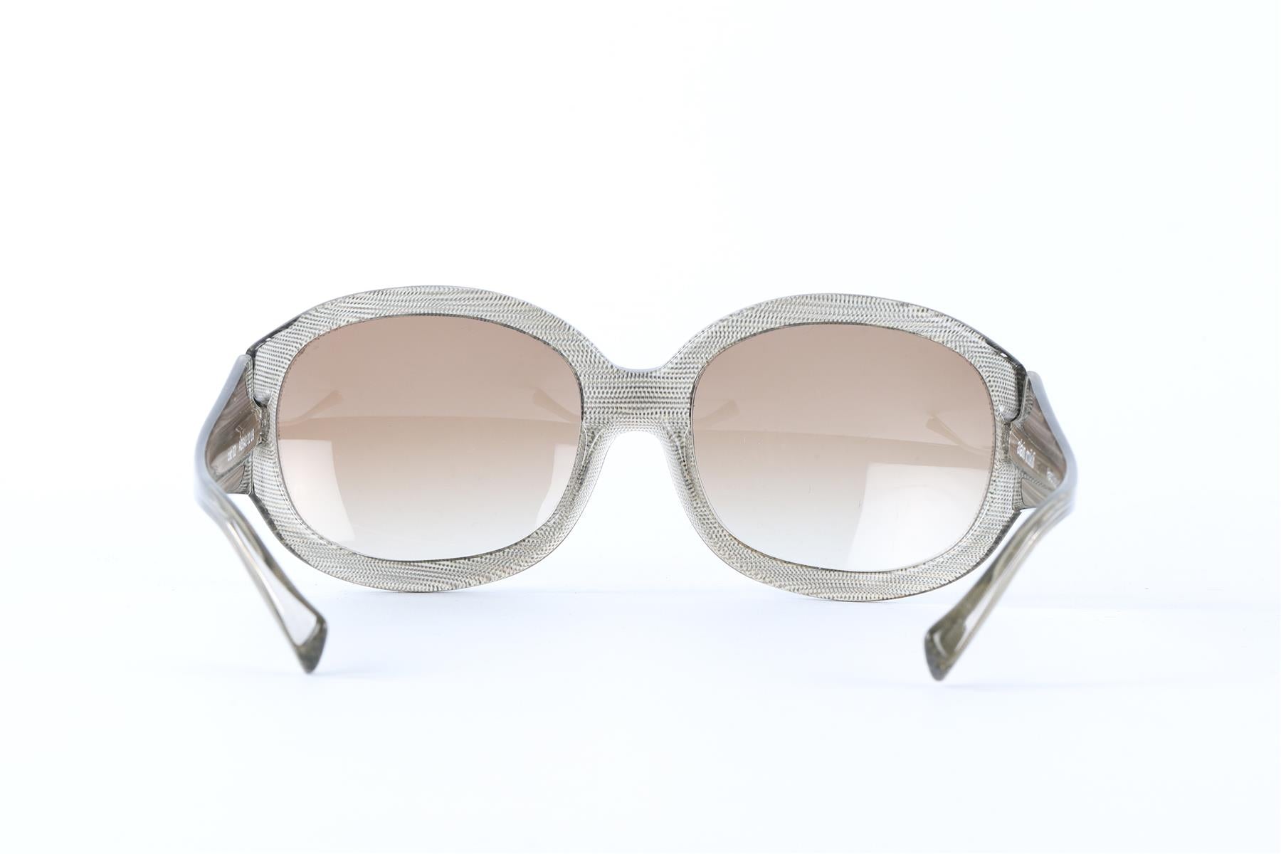 ALAIN MIKLI BEIGE OVAL FRAME ACETATE SUNGLASSES