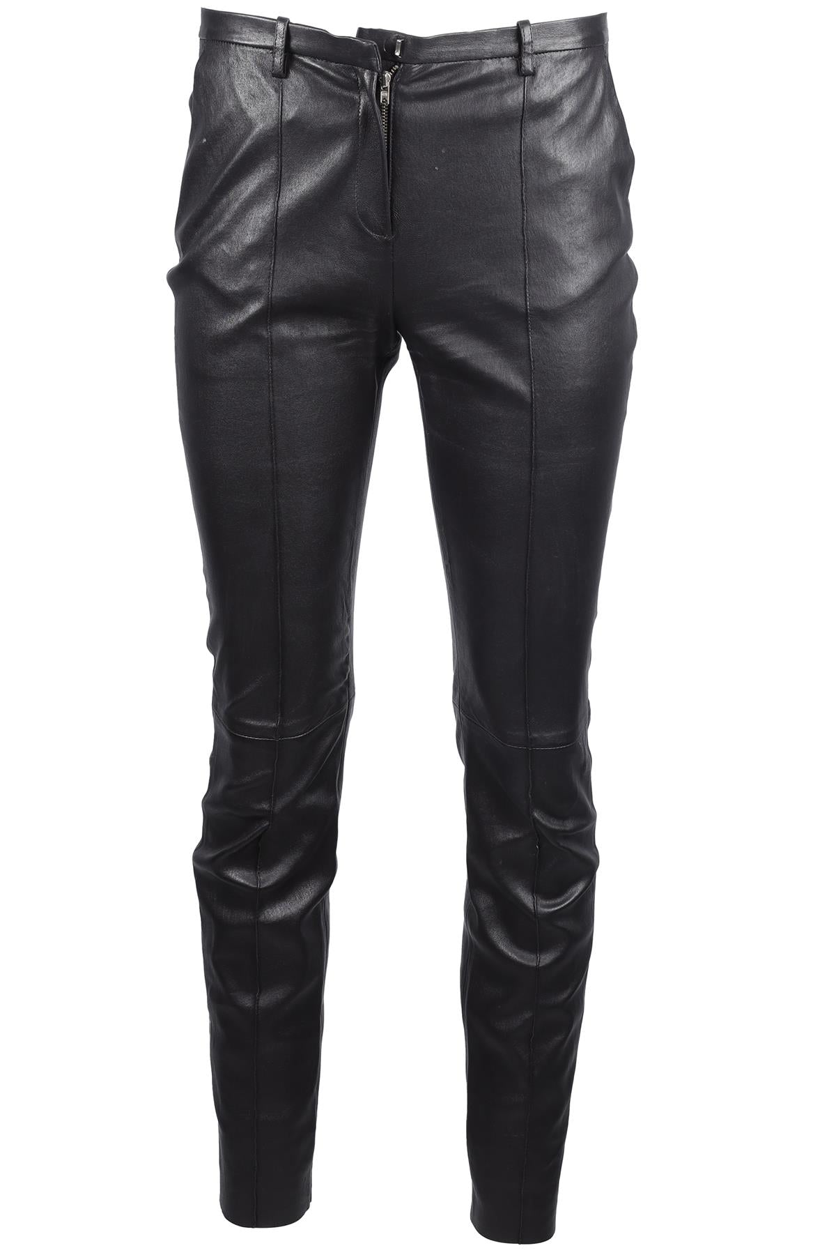 JITROIS BLACK LEATHER SKINNY PANTS FR 36 UK 8