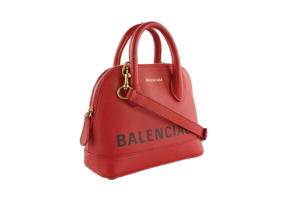 BALENCIAGA RED VILLE XXS LEATHER SHOULDER BAG