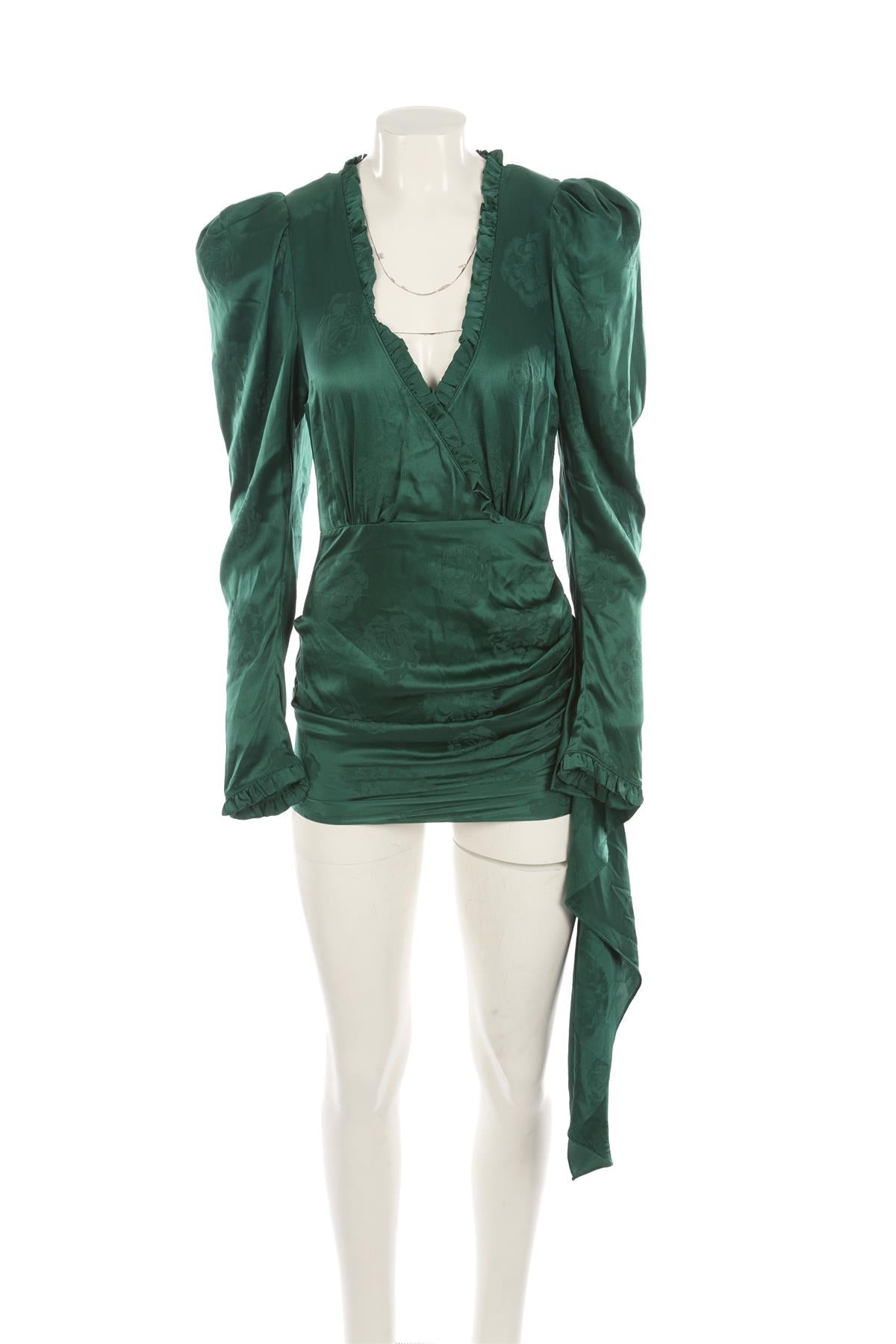 MAGDA BUTRYM GREEN SATIN MINI DRESS UK 8