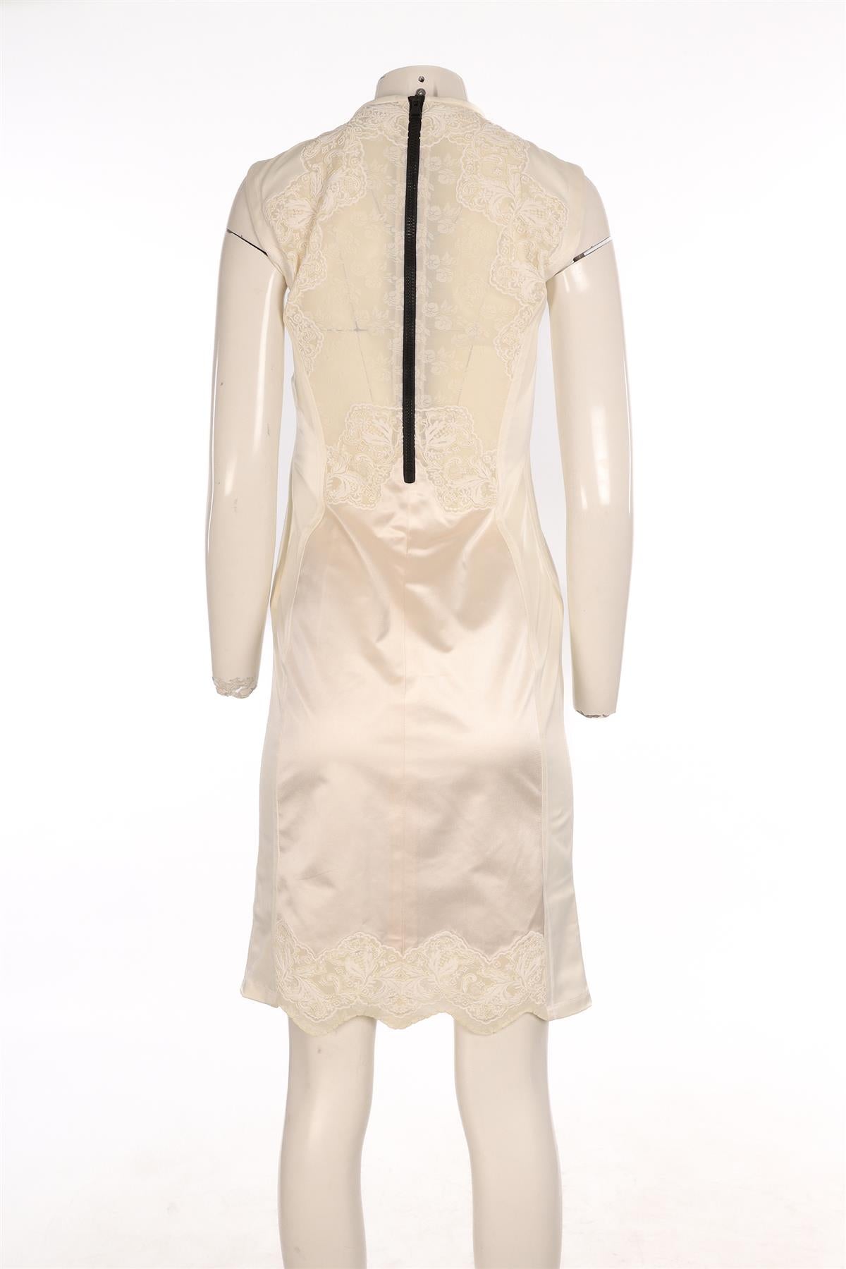 LOUIS VUITTON WHITE SILK MIDI DRESS FR 36 UK 8