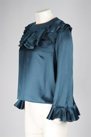 ROKSANDRA BLUE SILK TOP UK 10